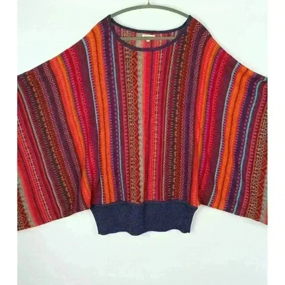 Novica Peruvian Boho Knit Drape Sweater Multicolor Acrylic/Alpaca Size L/XL. #55 - Picture 4 of 6